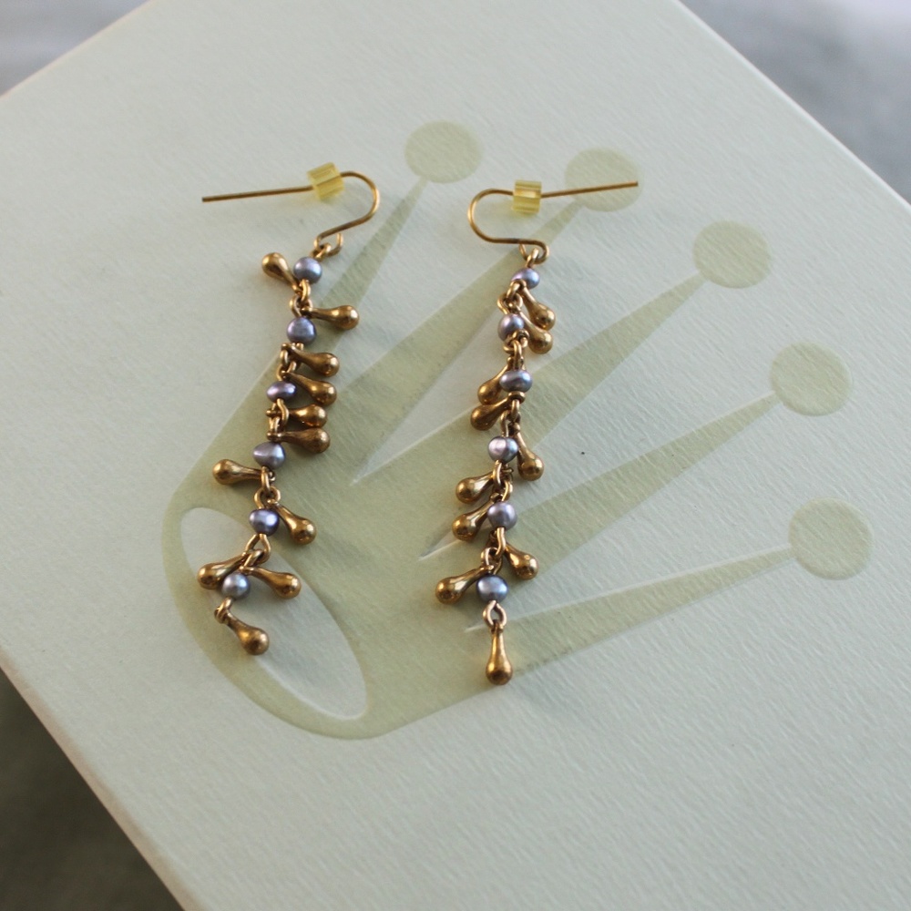 Gold and Silver Tone Dangle Earrings
